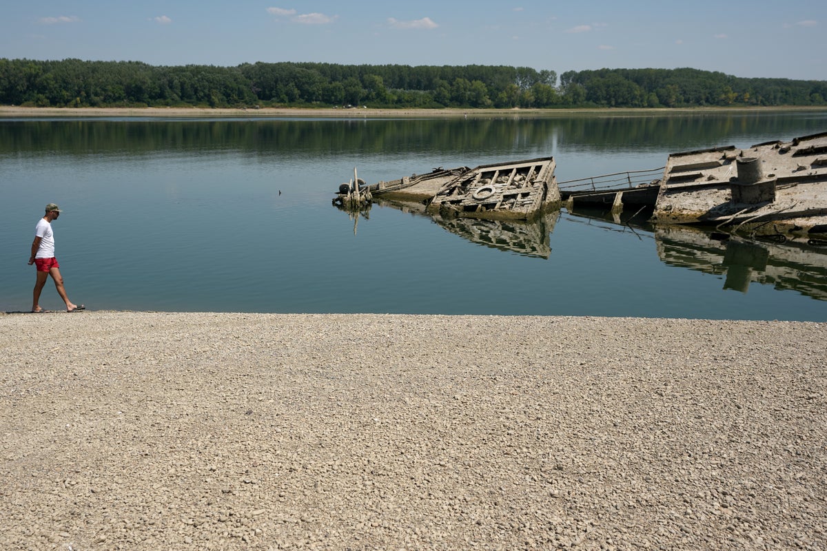 The Danube River's water is dropping so low that World War II ships are emerging