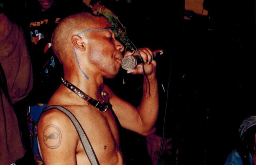 Ryan Bland, front man of the all-Black punk band Bushmon, performs at a concert in the 1990s. (Tara Osterman)