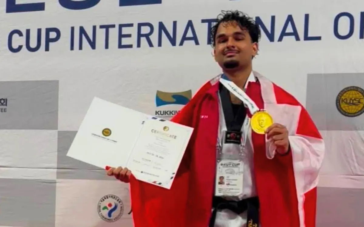 Tongan taekwondo athlete Hamish Chimanlal strikes gold in South Korea