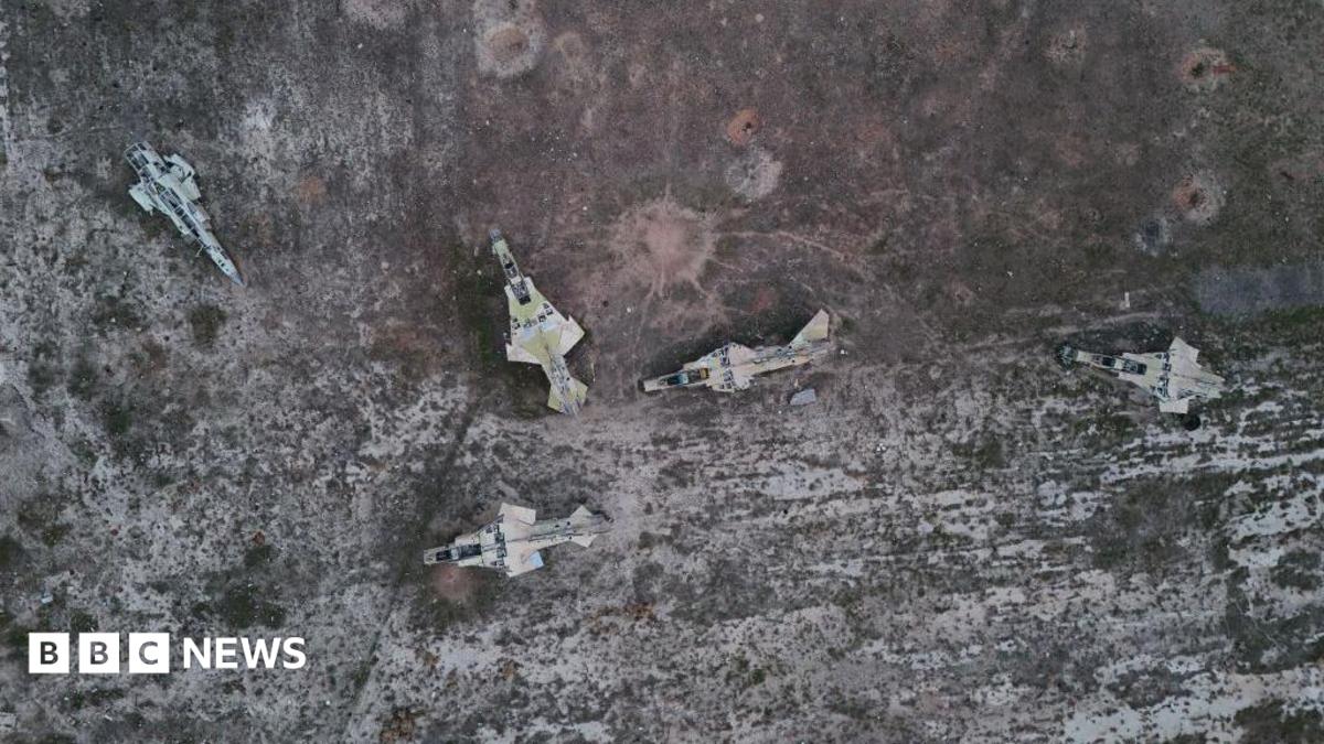 An aerial view of the Abu al-Duhur Military Airbase following armed groups opposing the Bashar al-Assad regime in Syria capture the airport in southeastern Idlib, Syria on December 04, 2024.