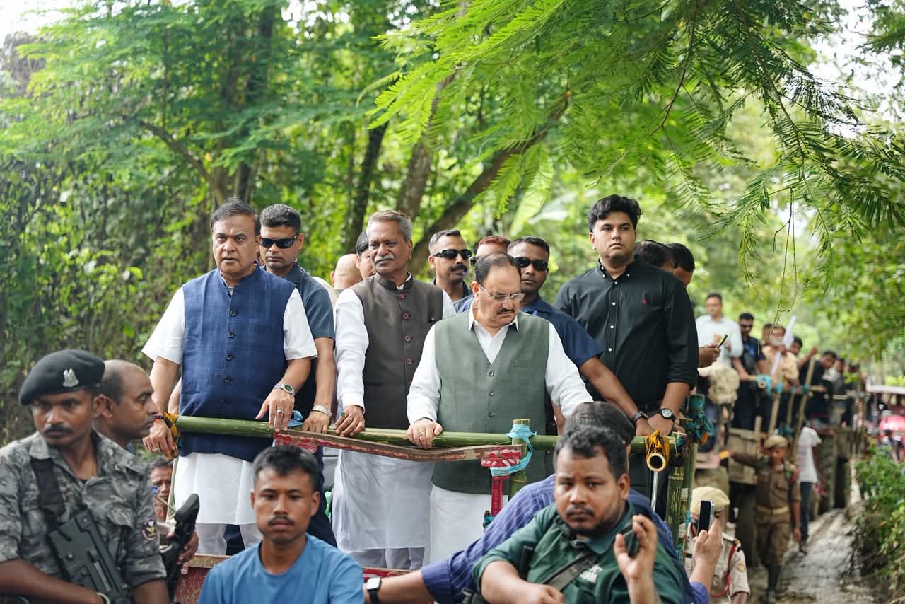 Union Minister JP Nadda visits flood-ravaged Sivasagar