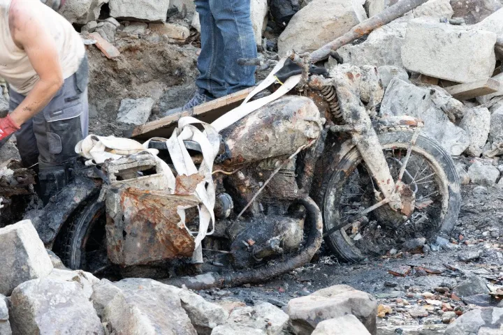 Valuable WWII German motorcycle emerged from the Danube