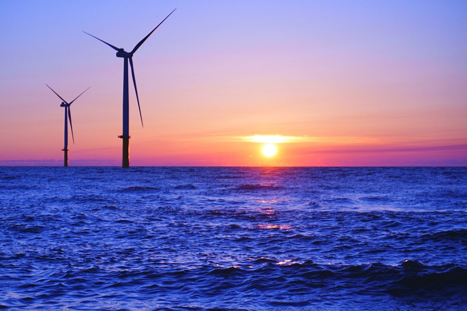 Offshore wind turbines at Noshiro Port, Japan.