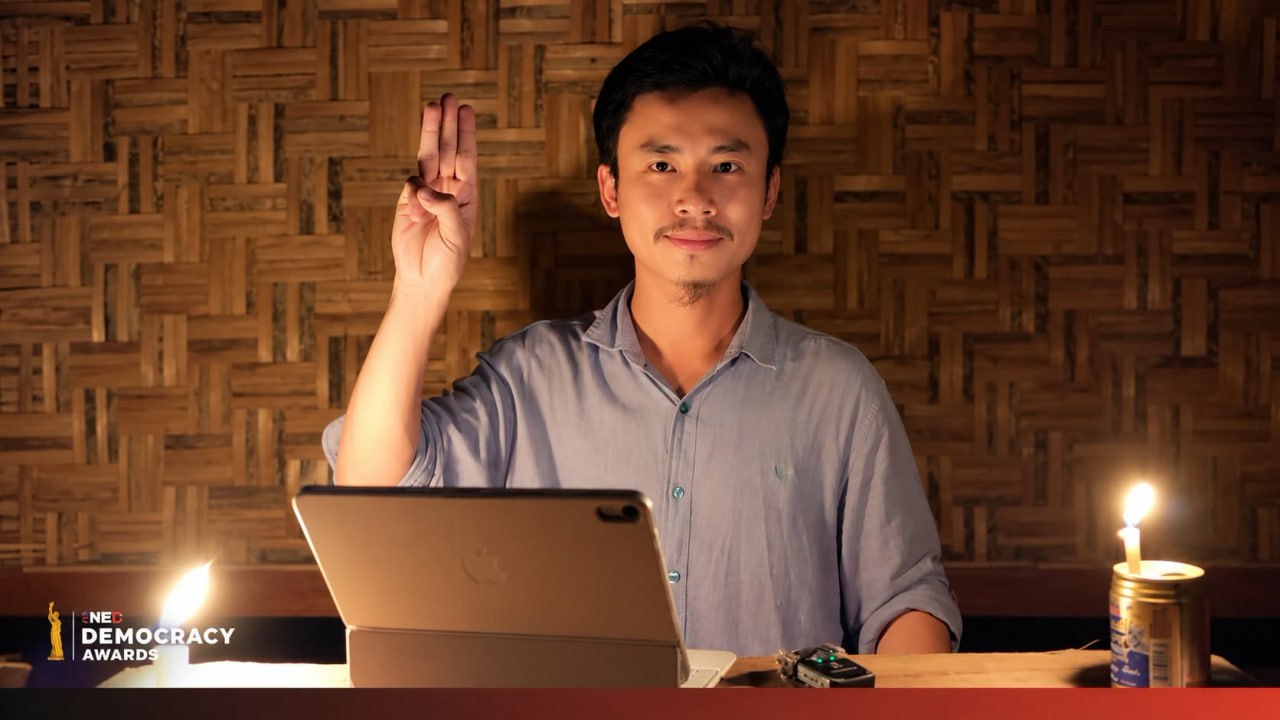 Activist Nan Lin accepts NED 2026 Democracy Award on behalf of Myanmar's Spring Revolution