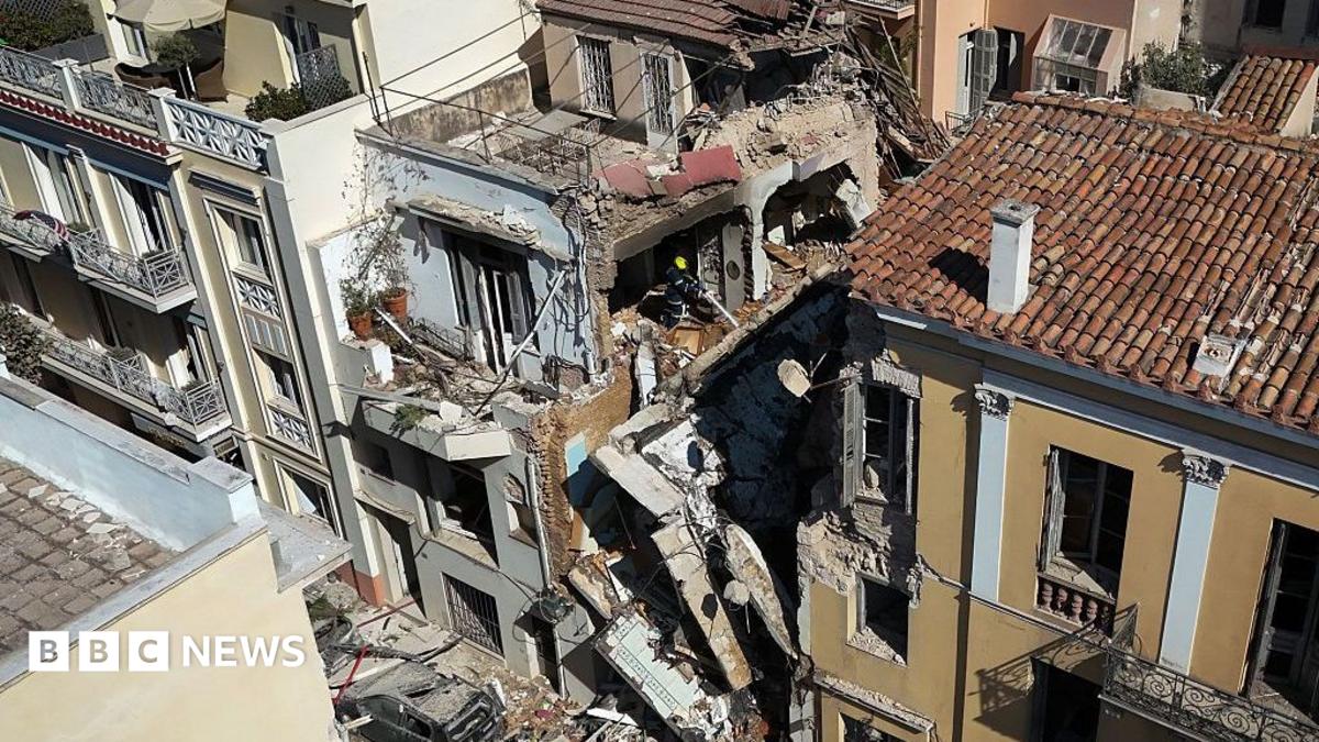 A collapsed building in Athens