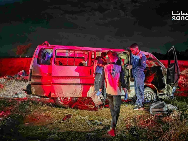 this handout photograph taken and released by the official syrian arab news agency sana shows syrian forensic investigators inspecting a civilian vehicle targeted on the masyaf bridge in homs province north of the capital damascus on september 30 2026 photo afp