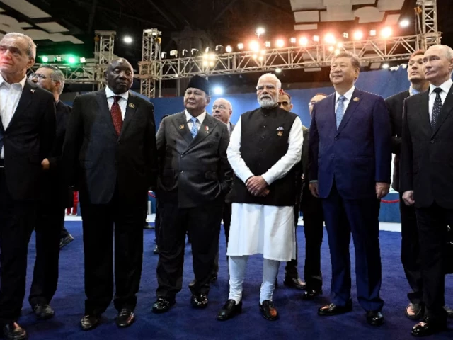 russia s president vladimir putin china s president xi jinping india s prime minister narendra modi indonesia s president prabowo subianto south africa s president cyril ramaphosa and iran s president masoud pezeshkian pose for a picture during the brics summit in new delhi india september 12 2026 photo reuters