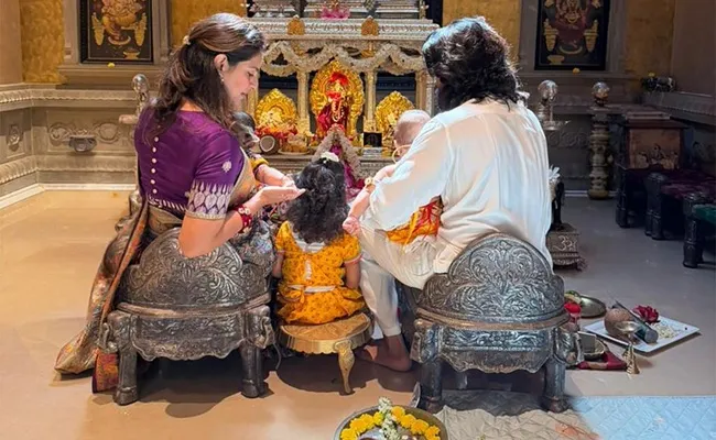 Charan-Upasana Celebrate With Little Krishna & Radha