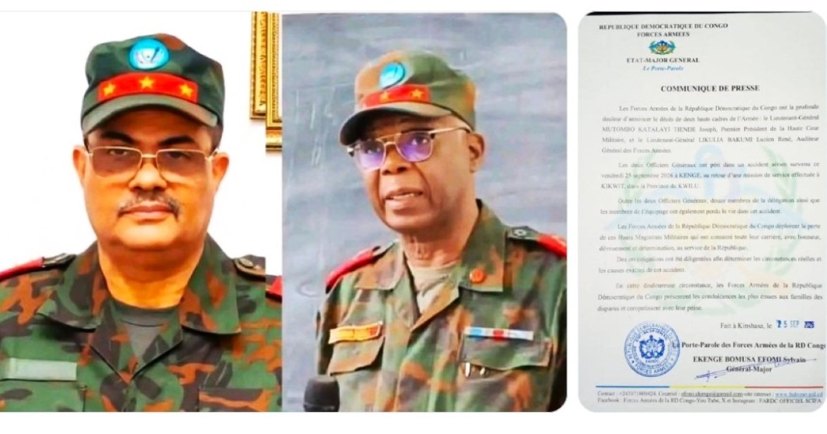 DR Congo army officers killed in plane crash alongside 12 others