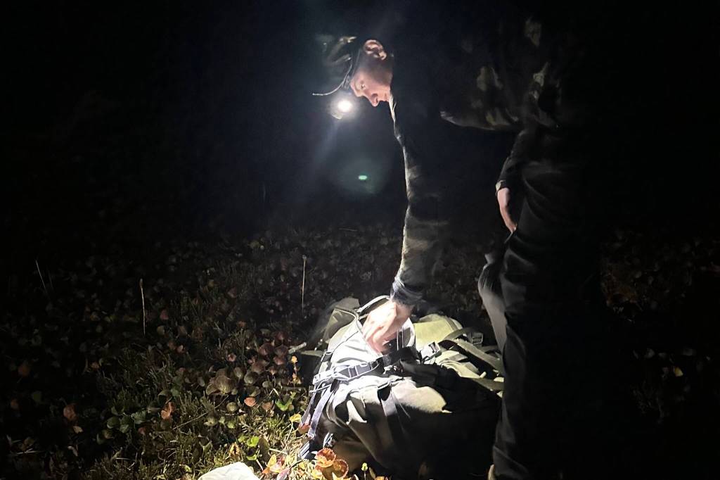 It’s easier to process a deer with a headlamp. Good thing the author’s wife brought one. (Courtesy of Jeff Lund)