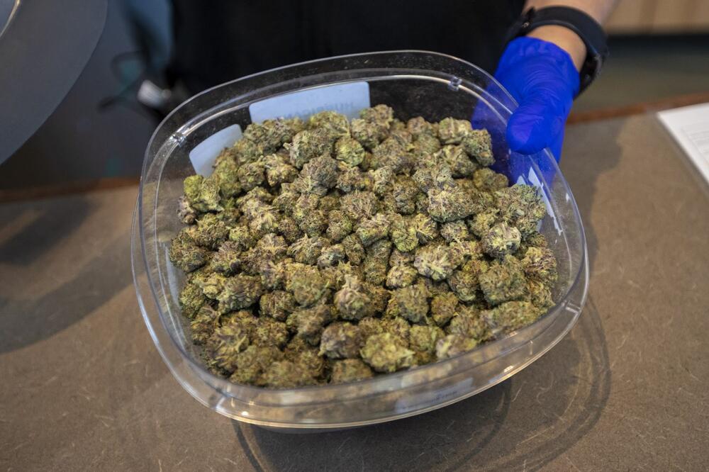 Cannabis flower for sale in Brookline. (Jesse Costa/WBUR)
