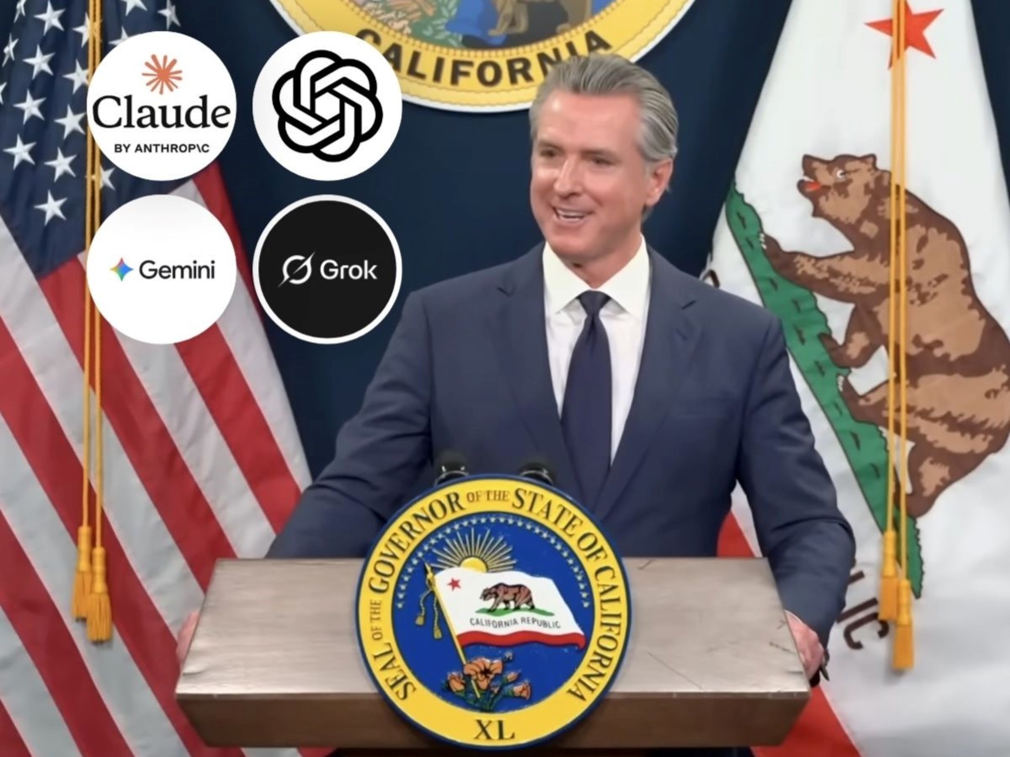 Oficial en California | Gavin Newsom firmó las primeras leyes de protección contra la IA respaldadas por Anthropic y OpenAI: exige a Trump que imite la medida