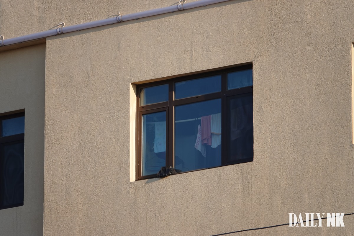 Window of a Chinese factory where North Koreans work.