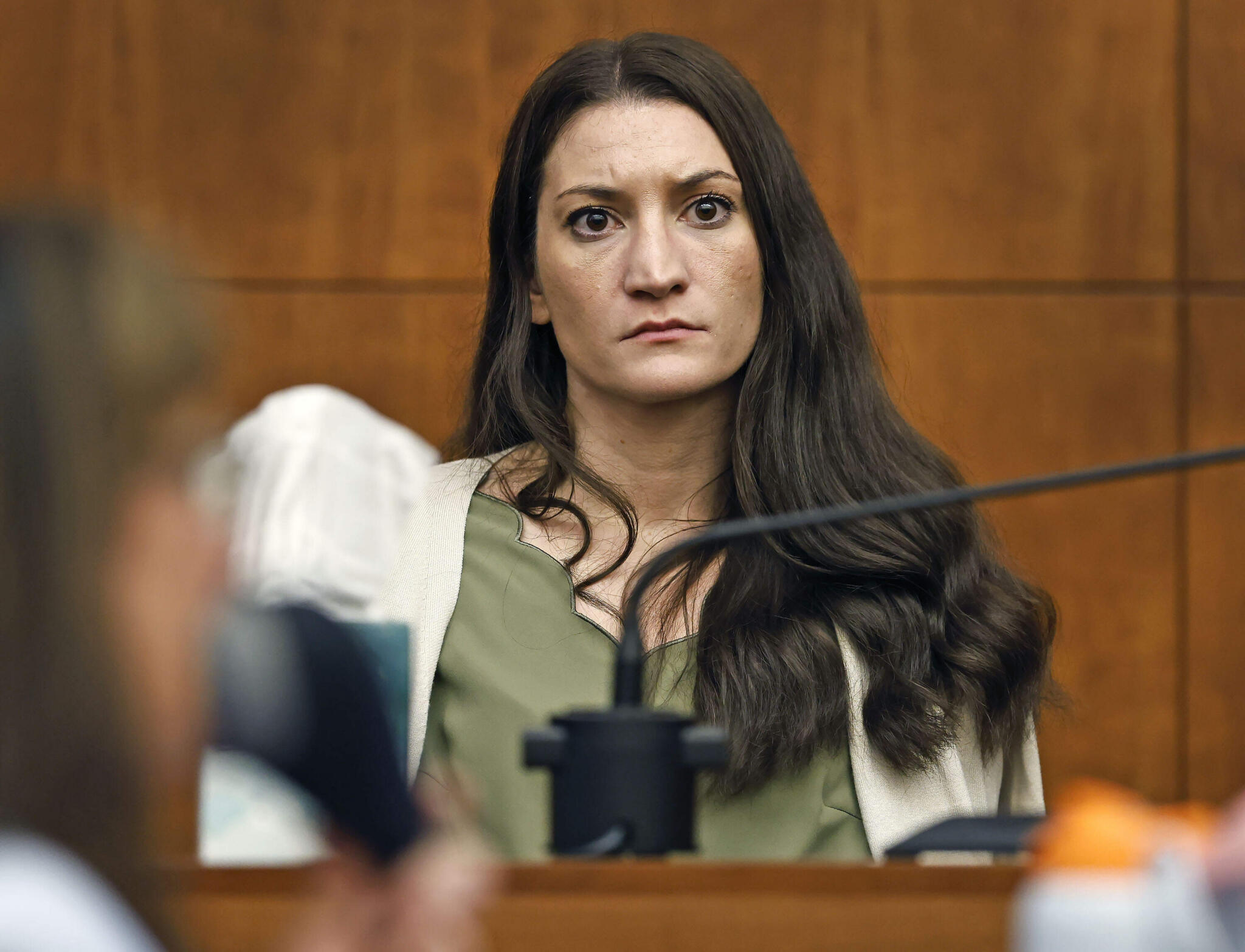Lindsay Clancy sits in Plymouth Superior Court during jury selection. (Pool photo: Greg Derr/The Patriot Ledger)