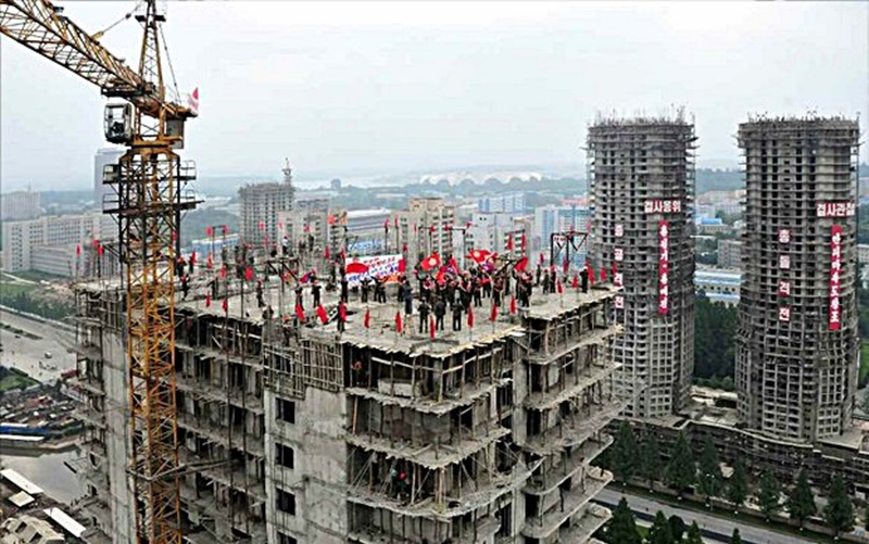A view of apartments in Pyongyang under construction.