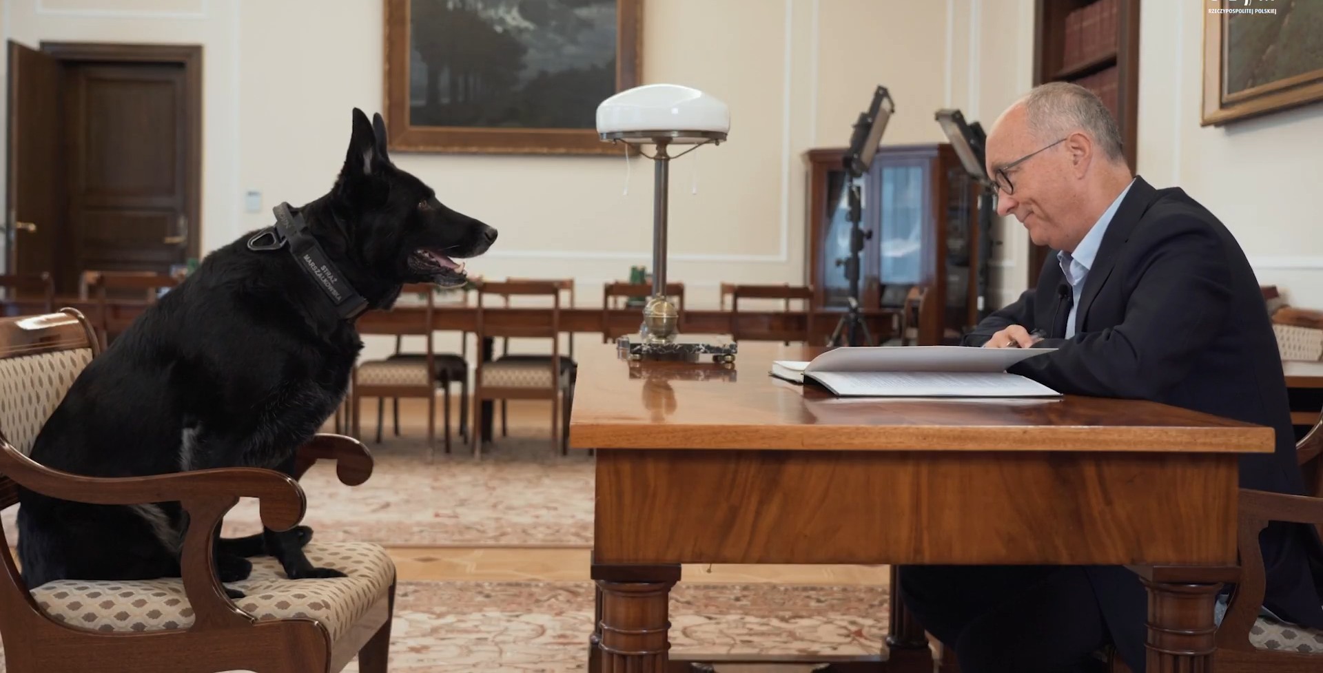 Speaker of Polish parliament signs off on service dog’s retirement after eight years of “exemplary” service