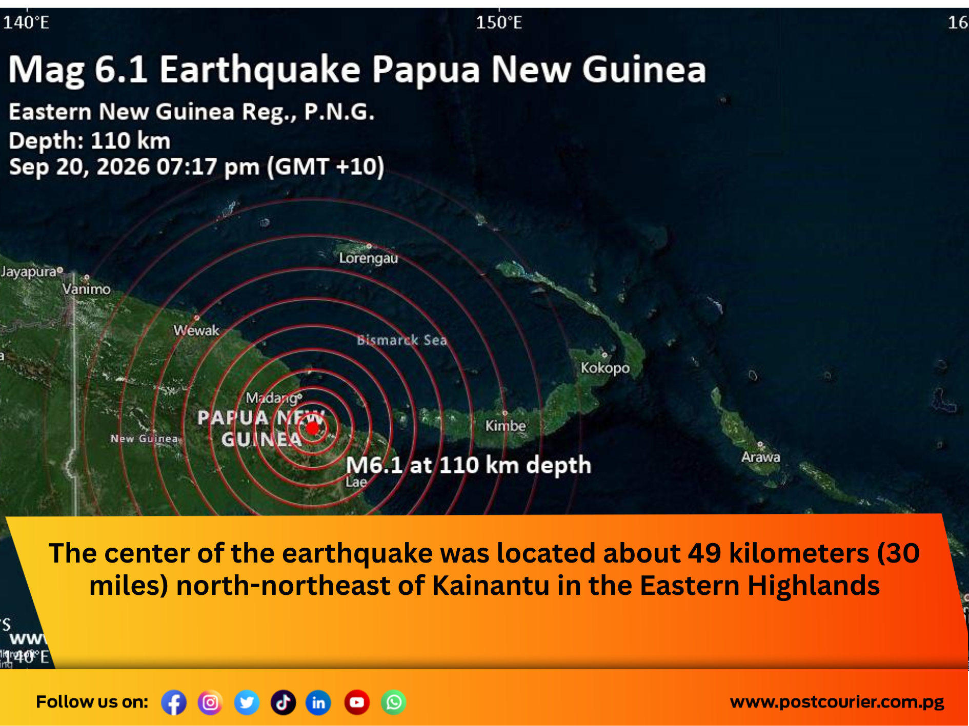 Strong 6.4-Magnitude earthquake strikes Papua New Guinea; No Tsunami Threat