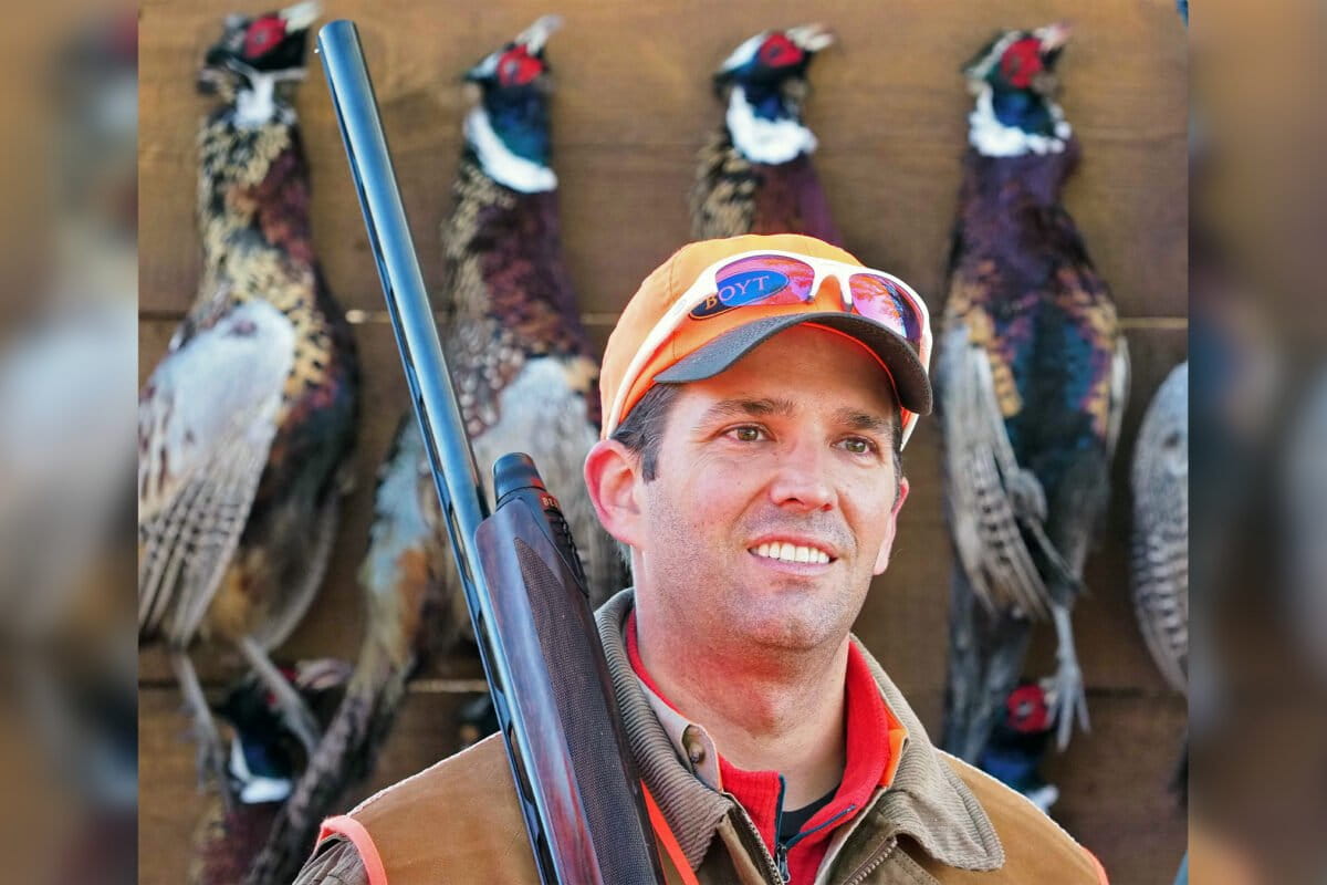 Donald Trump Jr. poses for photos following a morning of pheasant hunting at Hole in the Wall Lodge near Akron, Iowa, Saturday, October 27, 2017. Image by Jim Lee ©Sioux City Journal.
