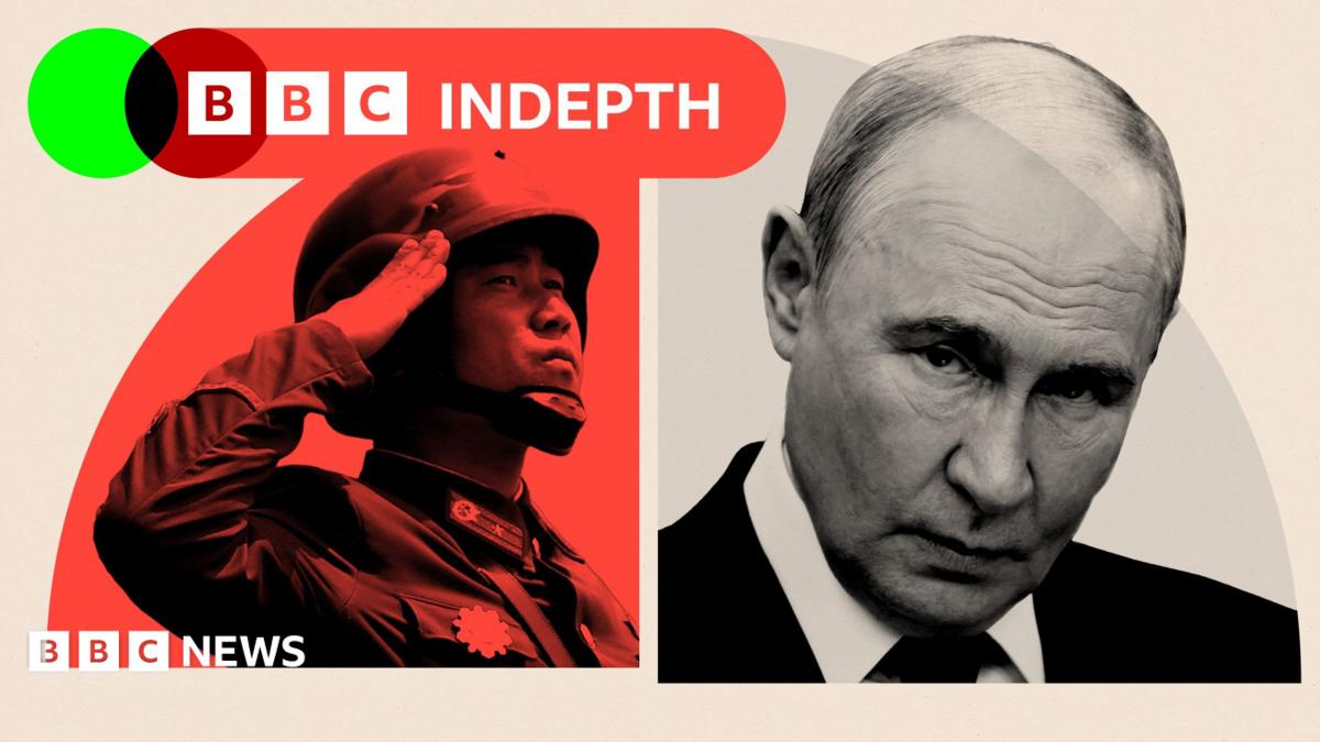 Thin, lobster red banner with white text saying ‘InDepth newsletter’. To the right are black and white portrait images of Emma Barnett and John Simpson. Emma has dark-rimmed glasses, long fair hair and a striped shirt. John has short white hair with a white shirt and dark blazer. They are set on an oatmeal, curved background with a green overlapping circle.