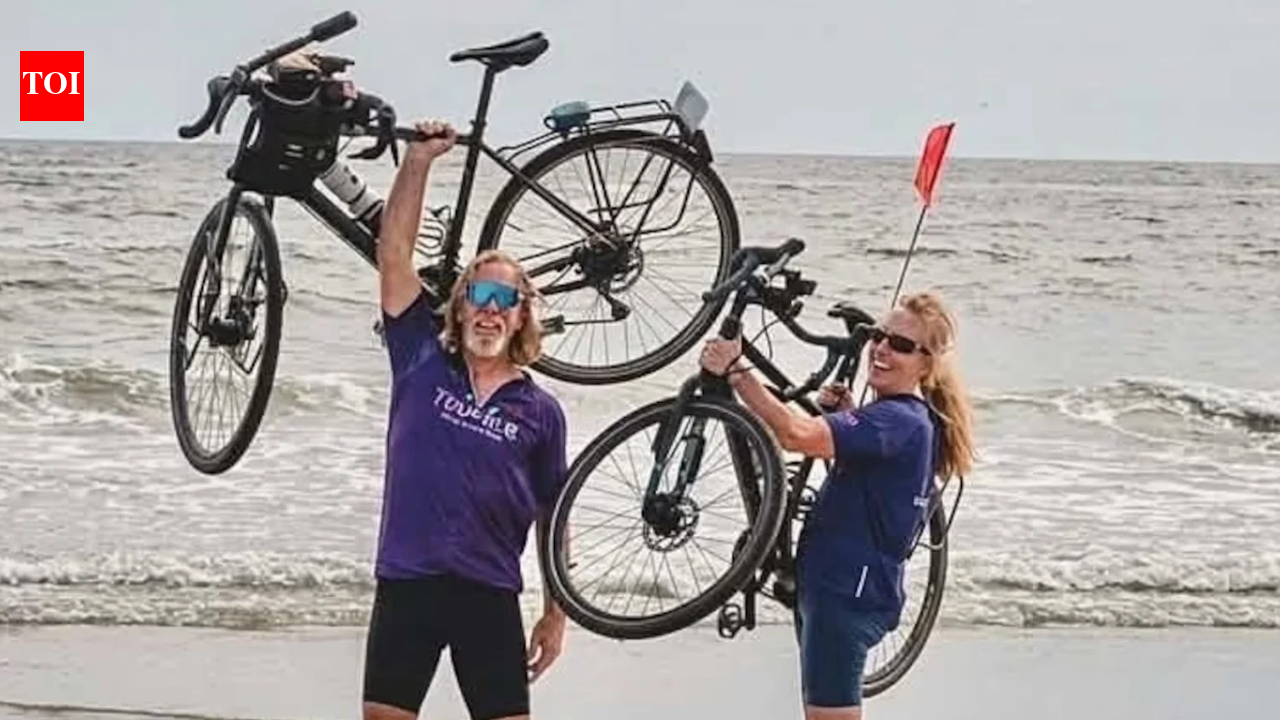 A Utah couple began cycling across America on their 40th wedding anniversary; 87 days and 3,634 miles later, they reached the Atlantic coast and raised about $23,000 for two community charities