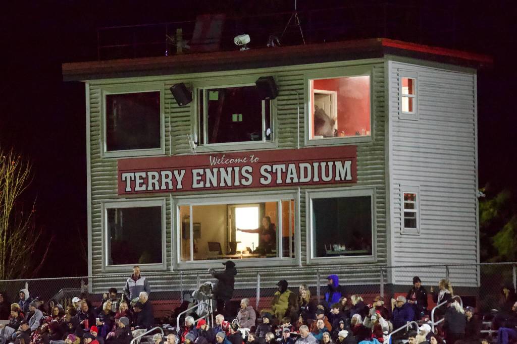 The WIAA confirmed Archbishop Murphy football played an ineligible player earlier this season. The photo depicts the press box and stands at Terry Ennis Stadium, where the Wildcats play their home games on the Archbishop Murphy campus. (Joe Pohoryles / The Herald)