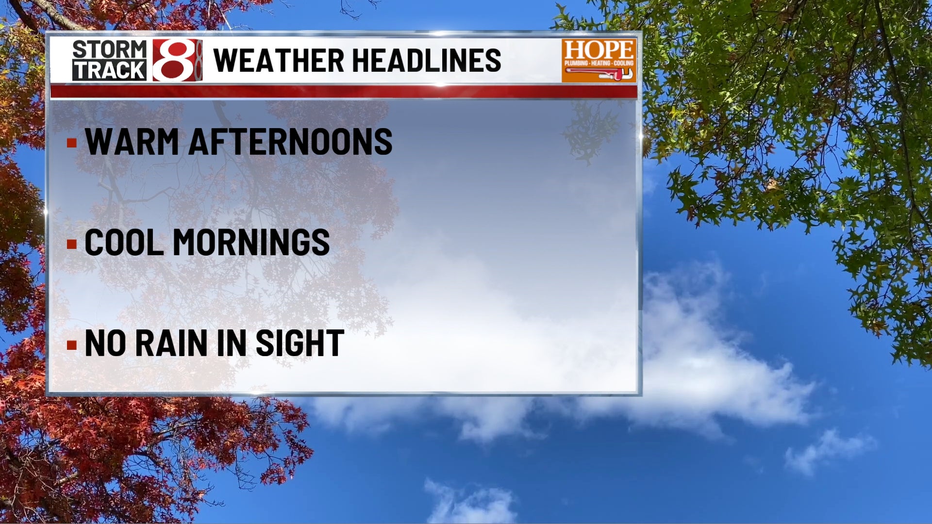 Beautiful fall weekend ahead with sunshine and mild afternoons | Sep. 24, 2026