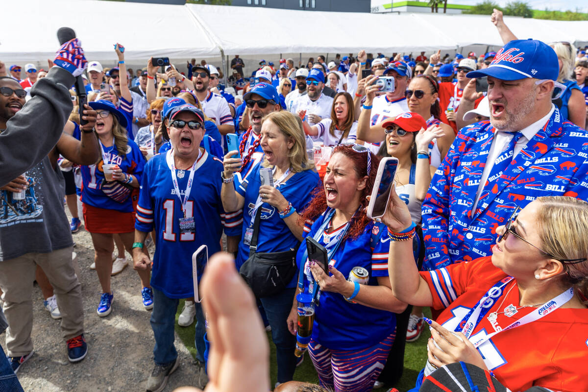 Former Buffalo Bills receiver Stevie Johnson, left, helped to establish the Bills Mafia as fans ...