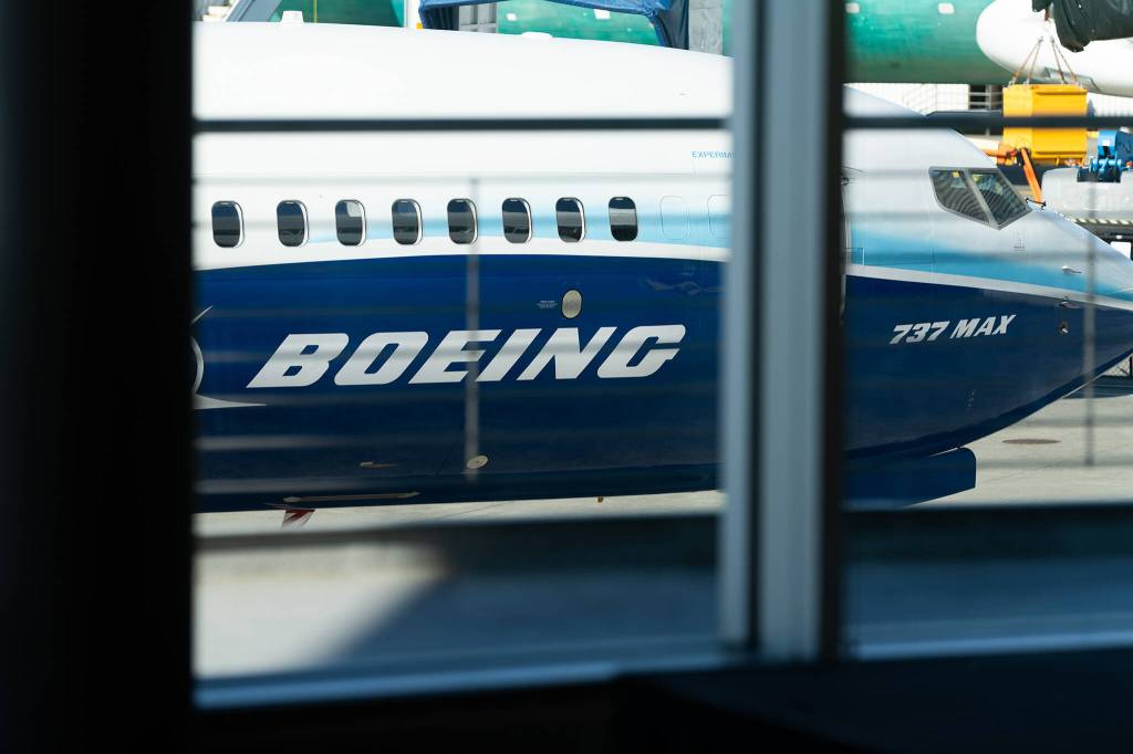 A 737 MAX 10 at the Boeing Everett facility on Tuesday, Oct. 20, 2026, in Everett, Washington. (Will Geschke / The Herald)