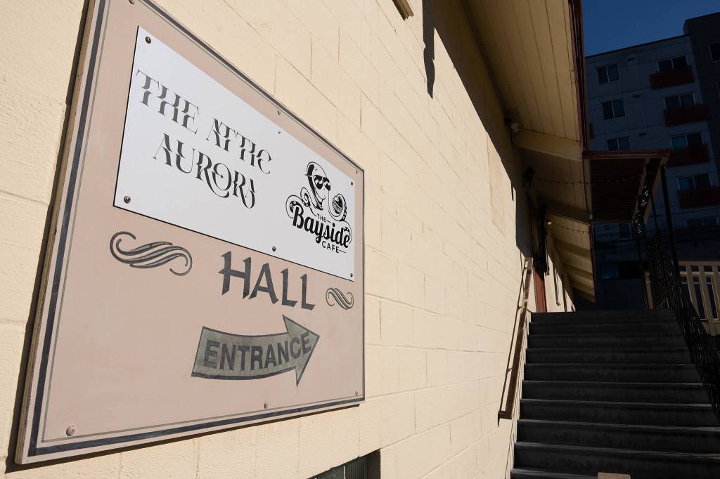The entrance to the Bayside Cafe on Tuesday, Oct. 20, 2026, in Everett, Washington. (Will Geschke / The Herald)