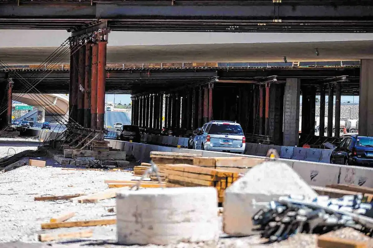 The construction zone where Metro police Detective Justin Terry was killed when a steel beam fe ...