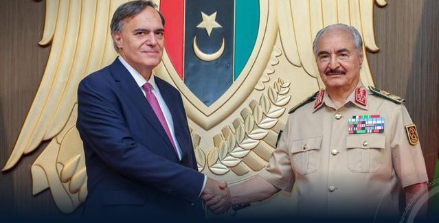 Field Marshal Khalifa Haftar discusses developments and strengthening cooperation between Libya and Greece with the Greek ambassador