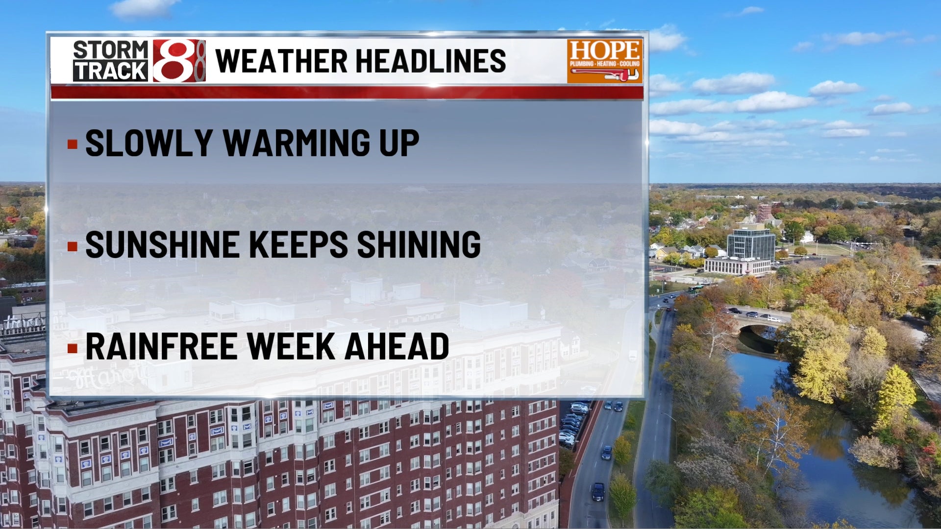 Frosty Sunday morning gives way to a long stretch of sunny fall weather | Oct. 18, 2026