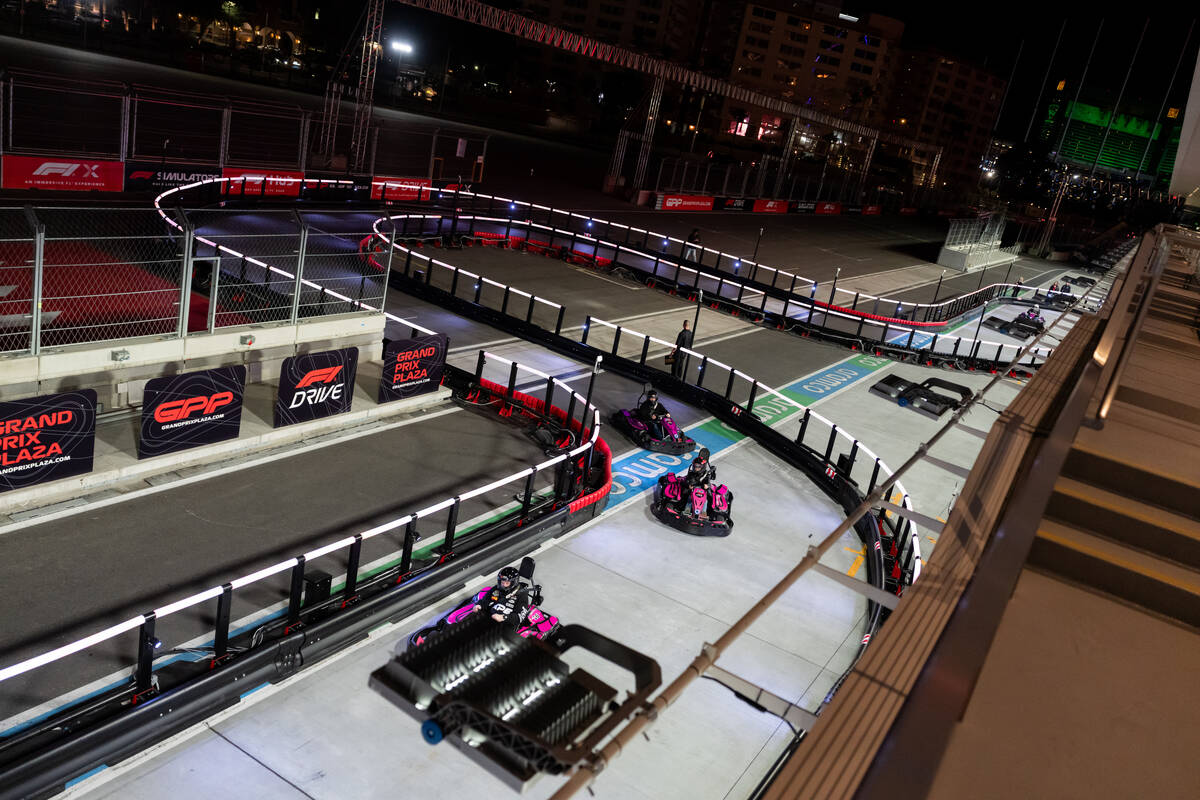 F1 Drive lets go-kart drivers race on the actual Las Vegas Strip Circuit. (Grand Prix Plaza)