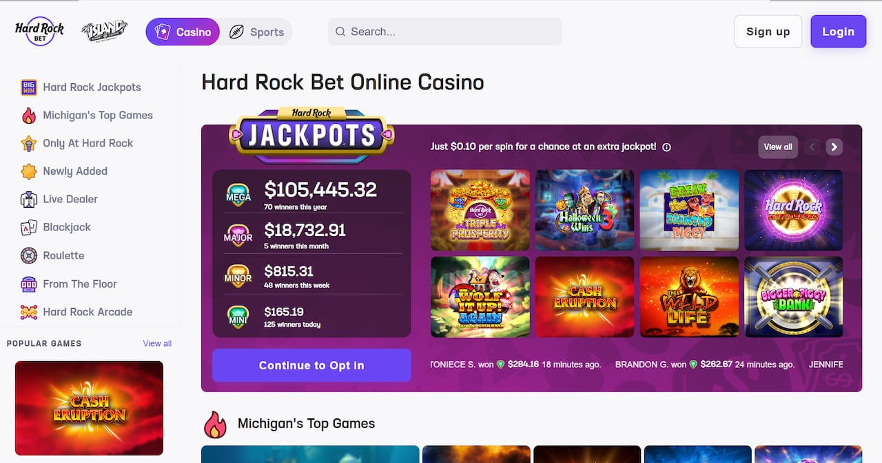 Hard Rock Bet Casino top jackpot slots