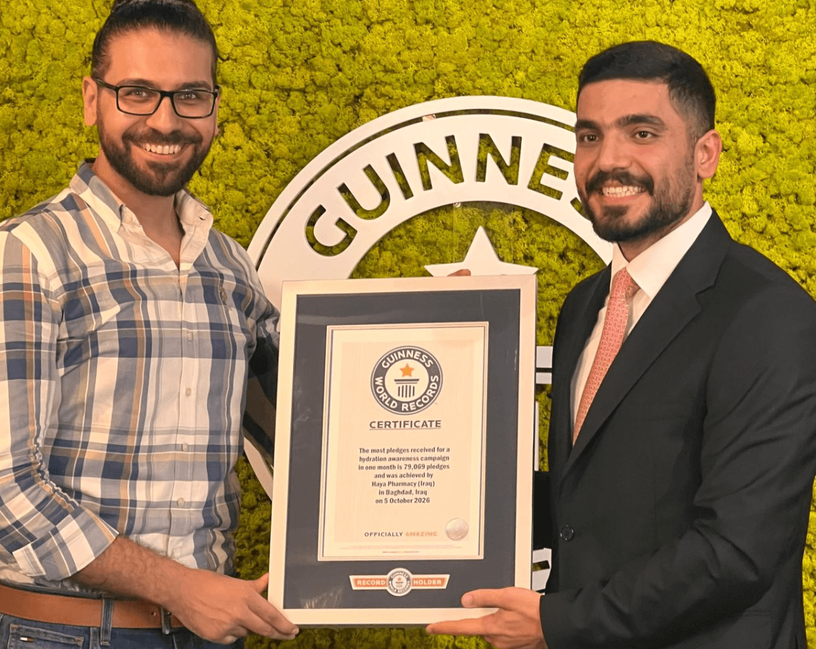 Iraqi pharmacy sets Guinness World Record with 79,069 hydration pledges
