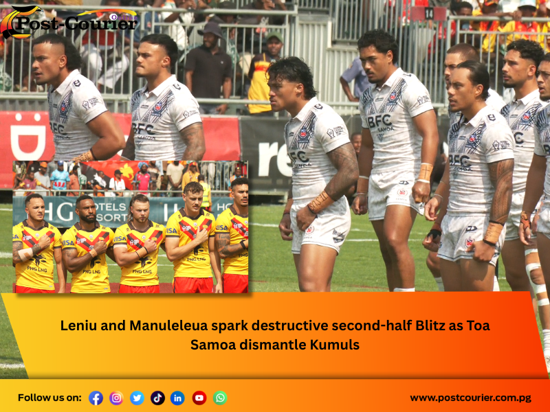 Leniu and Manuleleua spark destructive second-half Blitz as Toa Samoa dismantle Kumuls