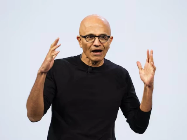 microsoft ceo satya madella speaks at microsoft windows surface event where new on device ai capabilities for windows pcs using nvidia s new rtx spark chips were announced in san francisco california us october 7 2026 reuters