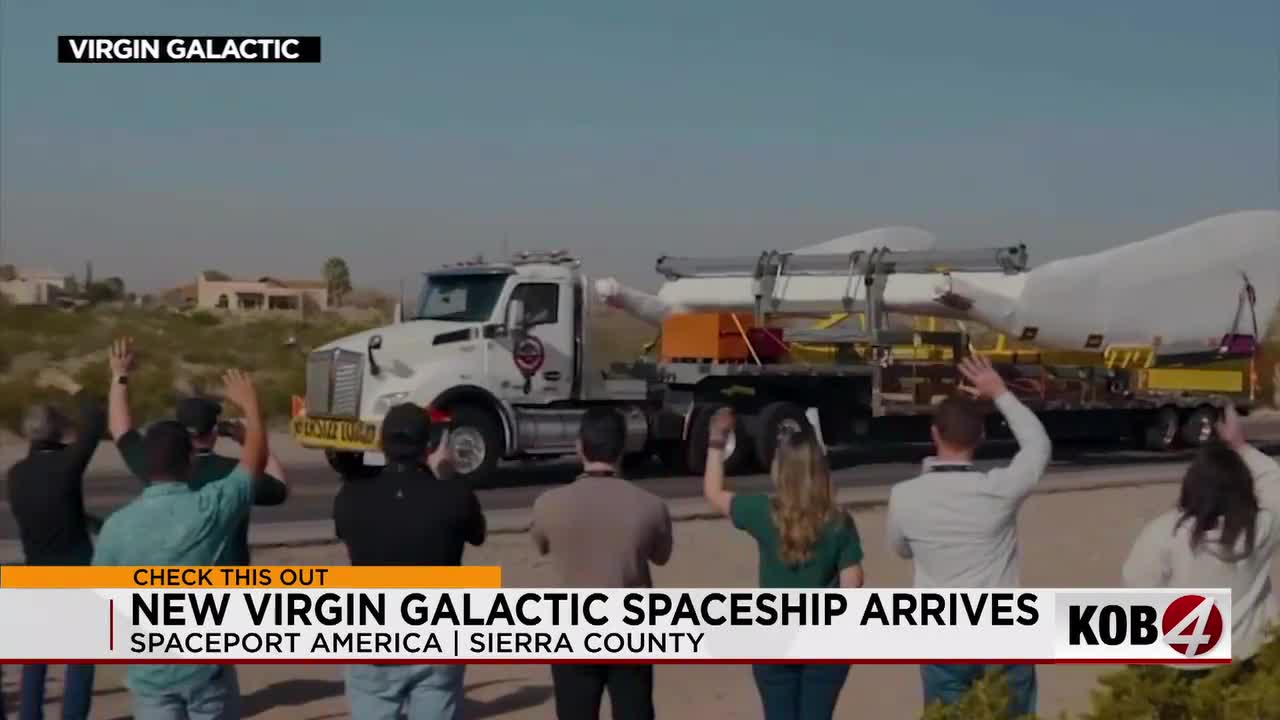 New Virgin Galactic spaceship arrives at Spaceport America