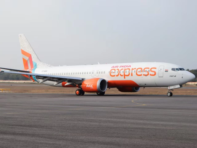 an air india express aircraft is displayed at wings india 2024 aviation event at begumpet airport hyderabad india january 18 2024