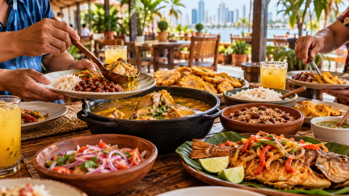 Illustrative AI-generated image of a shared Panamanian meal