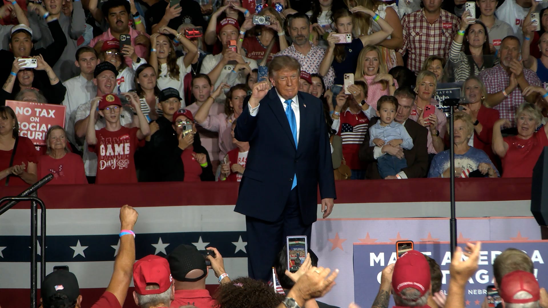 President Trump talks gas prices, backs Nebraska GOP candidates in Grand Island rally