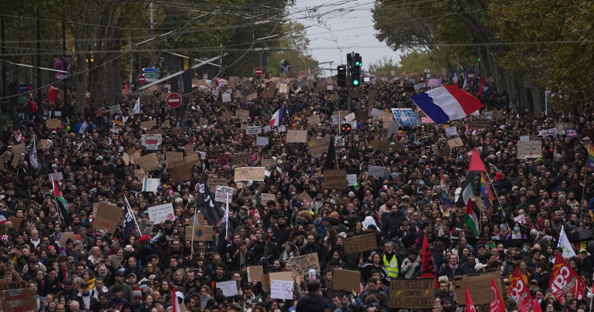 Protesters fill the streets in France over cost of living and school funding