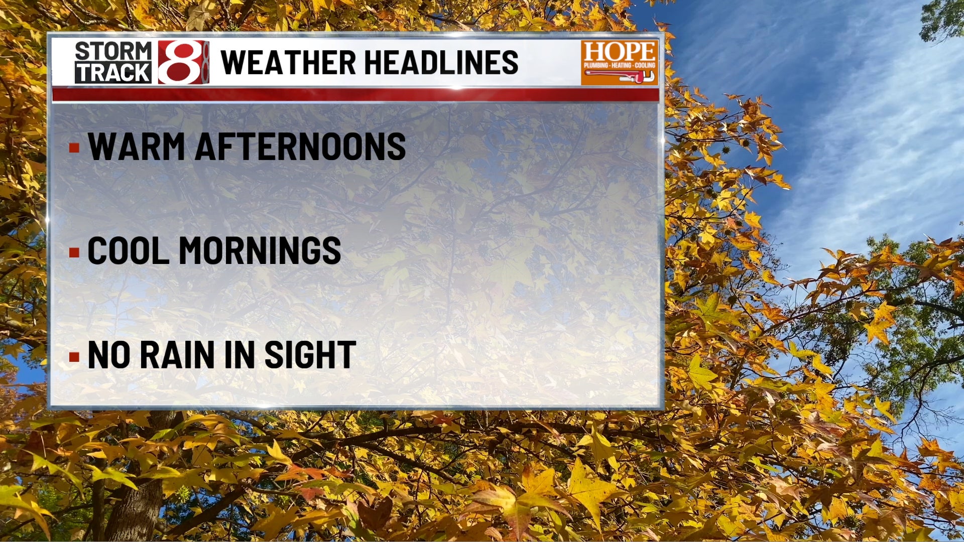 Quiet Saturday night before a warmer and sunny Sunday | Oct. 24, 2026