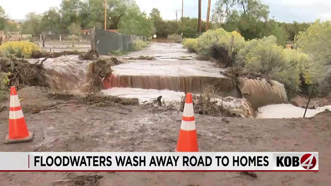 Santa Fe families worry after heavy rain washes away only access road