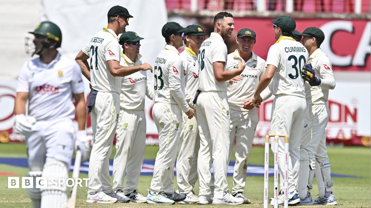 Josh Hazlewood celebrates a wicket with team-mates