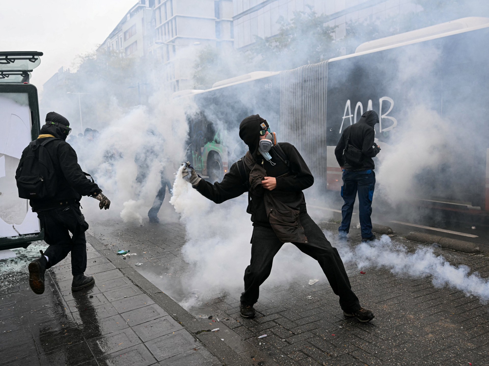 Thousands rally for anti-austerity protest in Brussels amid clashes | Protests News