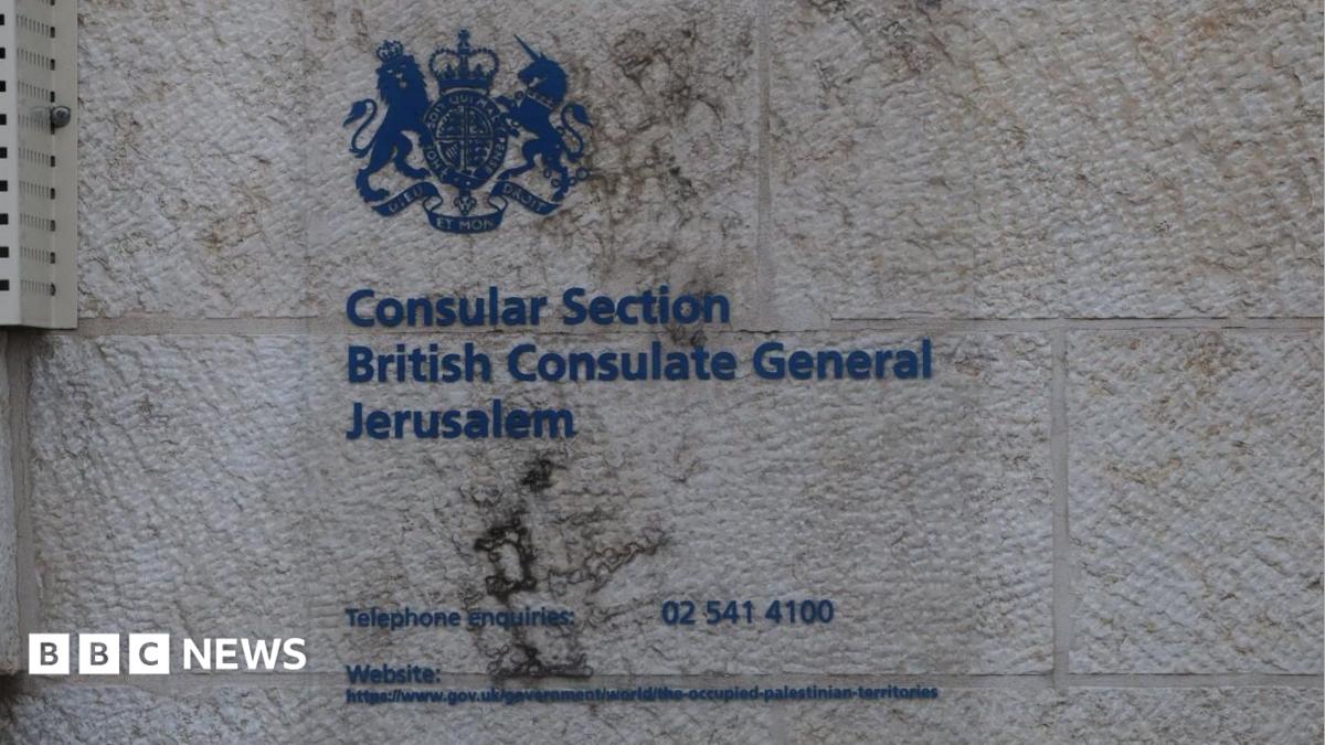 A sign outside the British consulate in East Jerusalem.