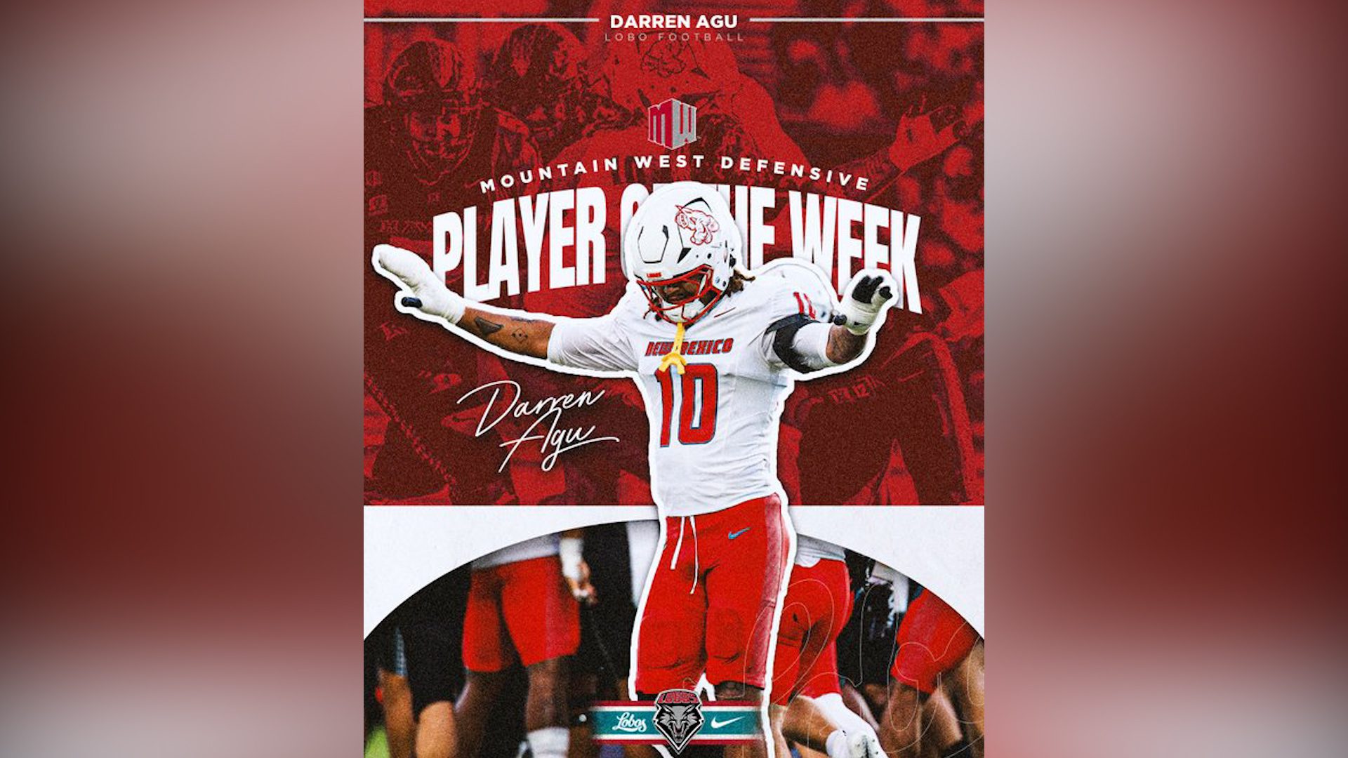 UNM's Darren Agu Named Mountain West Defensive Player of the Week
